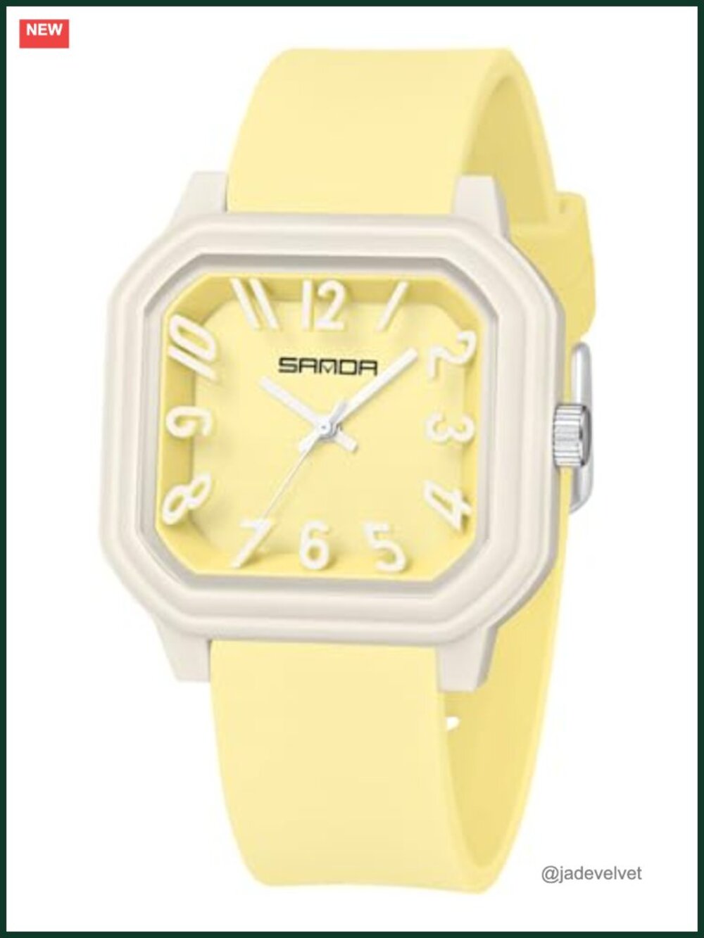 Women's Quartz Watch Big Arabic Numbers Square Easy Read Silicone Band
